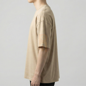 Guys short sleeve shirt made from 100% cotton knitted fabric with oversized fit, O-neck collar, and breathable design for daily wear.