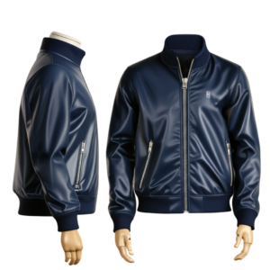 Men’s Aviator Jacket in polyester-spandex blend, lightweight, windproof and waterproof, with zipper closure and functional pockets.