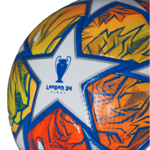 Adidas UCL Pro Match Ball London 24 Final with lion graphics and white stars.